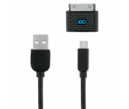 Cablu Date si Incarcare USB la A30 pini - USB la MicroUSB iGO PS00316-0002, 1.2 m, Negru, Blister 