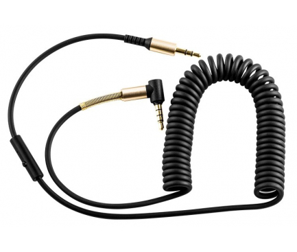 Cablu Audio 3.5 mm la 3.5 mm HOCO Spring UPA02, Microfon, Unitate Comanda, 2 m, Negru, Blister 