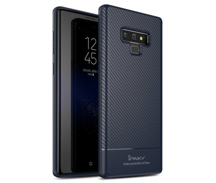 Husa TPU iPaky Carbon Fiber pentru Samsung Galaxy Note9 N960, Bleumarin, Blister 