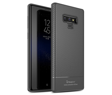 Husa TPU iPaky Carbon Fiber pentru Samsung Galaxy Note9 N960, Gri, Blister 