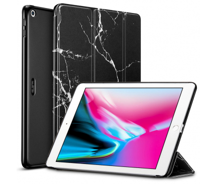 Husa Piele ESR Marble Magnetic pentru Apple iPad 9.7 (2018) / Apple iPad 9.7 (2017), Neagra, Blister 