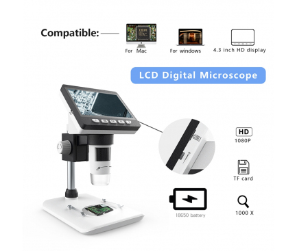 Microscop digital cu LCD HD 4.3 inch, LED