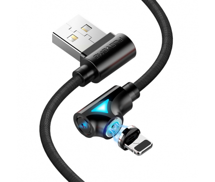 Cablu Incarcare USB la Lightning Floveme Magnetic 360, 1 m, Negru, Bulk 