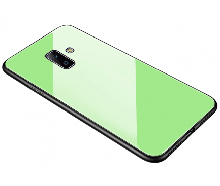 Husa TPU OEM cu spate din sticla pentru Samsung J6 Plus (2018) J610, Verde, Bulk 