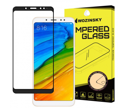 Folie Protectie Ecran WZK pentru Xiaomi Redmi Note 5 (Redmi 5 Plus), Sticla securizata, Full Face, Full Glue, Neagra, Blister 
