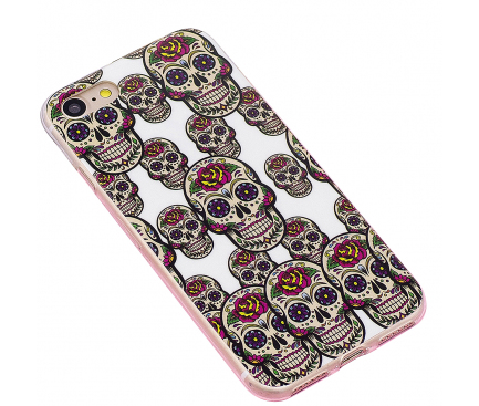 Husa TPU OEM Noctilucent Skull pentru Apple iPhone 7 / Apple iPhone 8, Multicolor, Bulk 