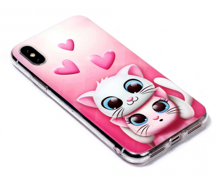 Husa TPU OEM Lovely Cats pentru Apple iPhone X / Apple iPhone XS, Multicolor, Bulk 