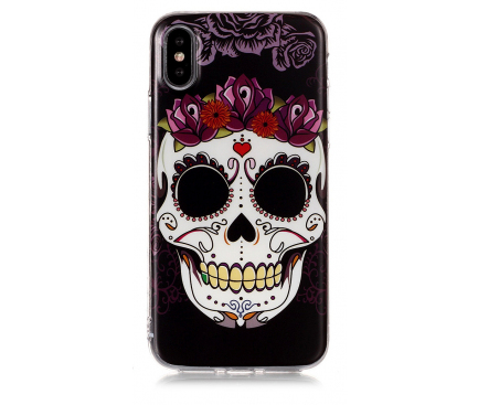 Husa TPU OEM Skull pentru Apple iPhone X / Apple iPhone XS, Multicolor, Bulk 