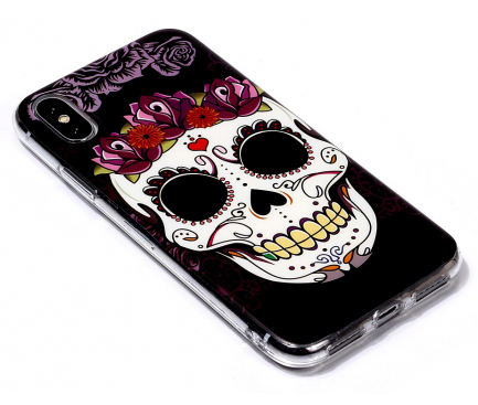 Husa TPU OEM Skull pentru Apple iPhone X / Apple iPhone XS, Multicolor, Bulk 