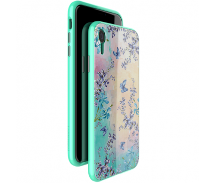 Husa Plastic Nillkin Blossom cu spate din sticla pentru Apple iPhone XR, Verde, Blister 