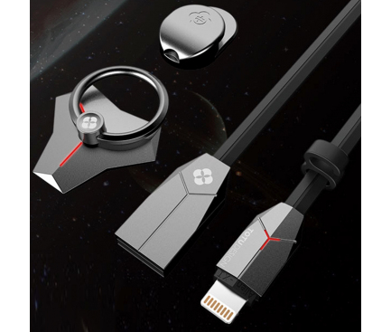 Pachet Suport Inel Universal, Cablu date USB la Lightning Si Suport Auto Totu Design, Blister