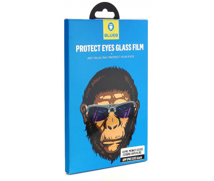 Folie Protectie Ecran Mr. Monkey Glass pentru Apple iPhone 7 Plus / Apple iPhone 8 Plus, Sticla securizata, Full Face, Full Glue, Strong Anti-Blue, Alba, Blister 