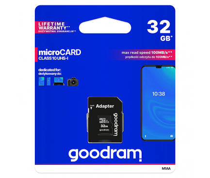 Card Memorie MicroSDHC GoodRam cu adaptor, 32Gb, Clasa 10 - UHS-1 U1