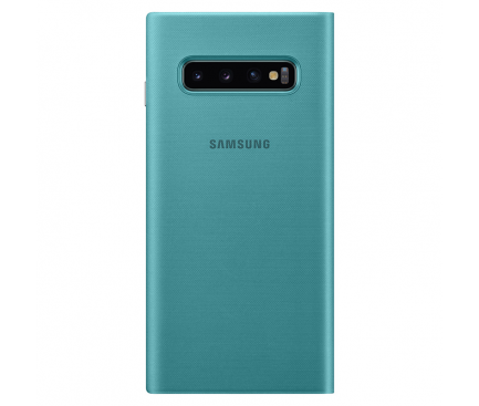 Husa Textil Samsung Galaxy S10 G973, Led View, Verde, Blister EF-NG973PGEGWW 
