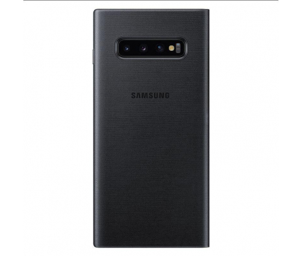 Husa Textil Samsung Galaxy S10+ G975, Led View, Gri, Blister EF-NG975PBEGWW 
