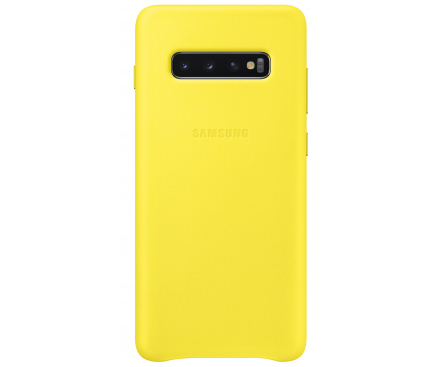 Husa Piele Samsung Galaxy S10+ G975, Leather Cover, Galbena EF-VG975LYEGWW