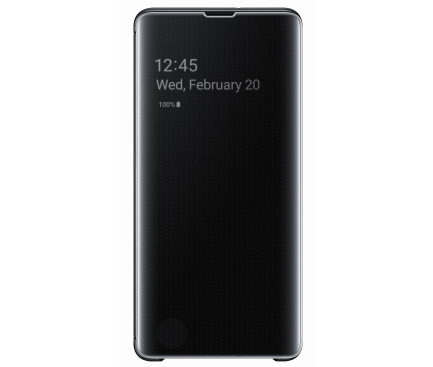 Husa Plastic Samsung Galaxy S10+ G975, Clear View, Neagra, Blister EF-ZG975CBEGWW 