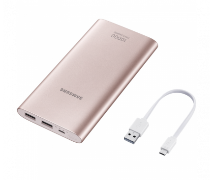 Baterie Externa Powerbank Samsung EB-P1100, 10000 mA, Fast Charging, 2 x USB, Port alimentare MicroUSB, Roz EB-P1100BPEGWW
