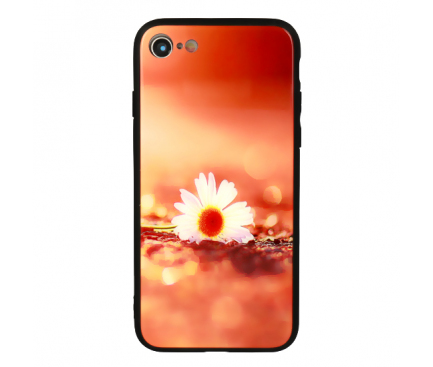 Husa TPU Vennus Sunset Flower cu spate din sticla pentru Samsung Galaxy A7 (2018) A750, Multicolor, Bulk 