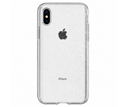 Husa TPU Spigen Liquid Crystal Glitter Quartz pentru Apple iPhone X / Apple iPhone Xs, Transparenta, Blister, 063CS25111