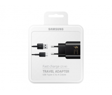 Incarcator Retea cu cablu USB Tip-C Samsung EP-TA300CBEGWW, Fast Charging, Negru