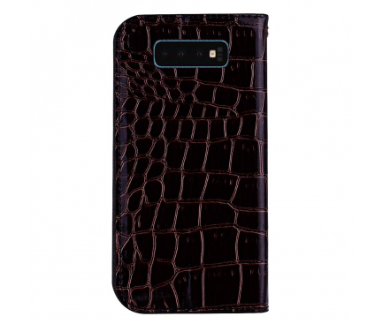 Husa Piele OEM Crocodile Glitter pentru Samsung Galaxy S10 G973, Neagra, Bulk 