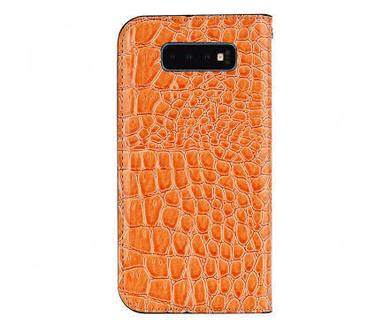Husa Piele OEM Crocodile Glitter pentru Samsung Galaxy S10 G973, Portocalie, Bulk 