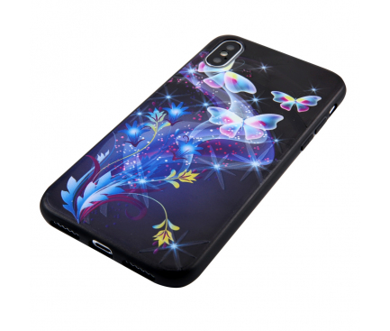 Husa TPU OEM Blue Butterfly pentru Apple iPhone XR / Apple iPhone X / Apple iPhone XS, Multicolor, Bulk 