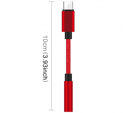 Adaptor Audio USB Type-C la 3.5 mm Yaomaisi Q16, Rosu, Blister 