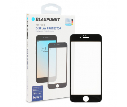 Folie Protectie Ecran Blaupunkt pentru Apple iPhone 7 / Apple iPhone 8, Sticla securizata, Full Face, Full Glue, 3D, Neagra, Blister BP-3DB-IP8 
