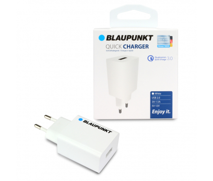 Incarcator Retea USB Blaupunkt Quick Charge 3, 1 X USB, Alb, Blister BP-QCW-20A 