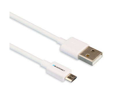 Cablu Date si Incarcare USB la MicroUSB Blaupunkt, 1.2 m, Alb, Blister BP-MCW12-T 