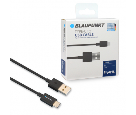 Cablu Date si Incarcare USB la USB Type-C Blaupunkt, 1.2 m, Negru, Blister BP-TCB12-T 