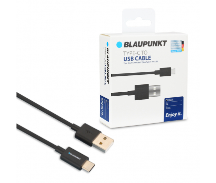 Cablu Date si Incarcare USB la USB Type-C Blaupunkt 3A, 2 m, Negru, Blister BP-TCB20-T 