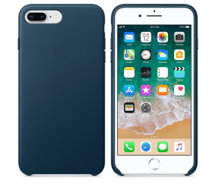 Husa Piele Apple iPhone 7 Plus / Apple iPhone 8 Plus, Albastru Cosmos, Blister MQHR2ZM/A 