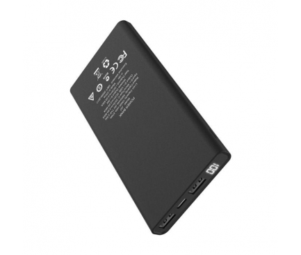 Baterie Externa Powerbank HOCO Wisdom J37 cu afisaj, 10000 mA, 2 x USB - Wireless, Neagra, Blister 