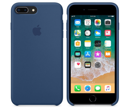 Husa Apple Pure Silicone Apple iPhone 8 Plus, Bleumarin, Blister MQH02ZM/A 