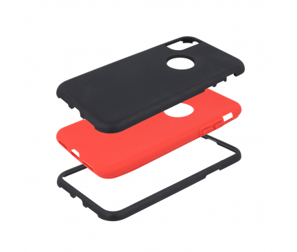 Husa Plastic - TPU OEM Defender 3in1 pentru Apple iPhone 6 / Apple iPhone 6s, Neagra, Bulk 