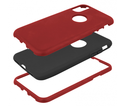Husa Plastic - TPU OEM Defender 3in1 pentru Apple iPhone XR, Rosie, Bulk 