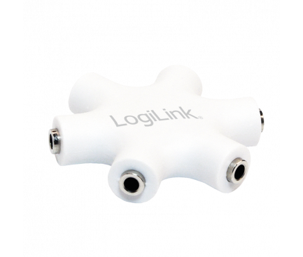 Adaptor Audio Splitter LogiLink CA1088, 6 porturi 3.5 mm, Alb, Blister