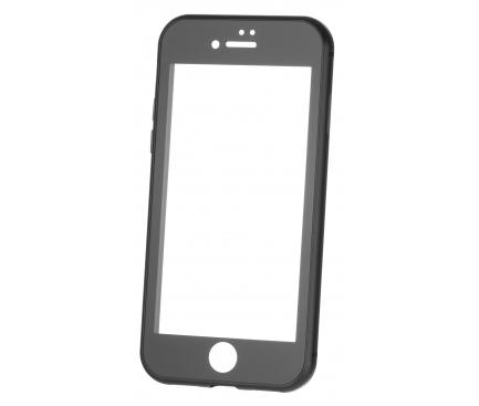 Husa Aluminiu OEM cu protectie full din sticla securizata pentru Apple iPhone 7 / Apple iPhone 8, Neagra, Bulk 
