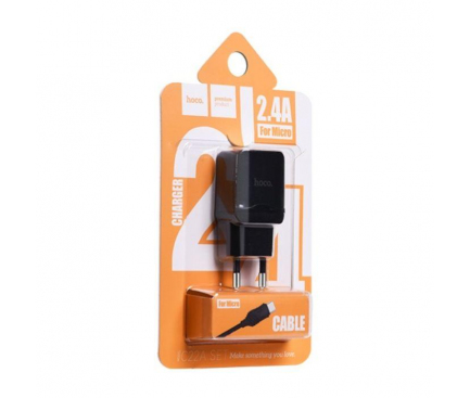 Incarcator Retea cu cablu MicroUSB HOCO C22A, 1 X USB, Negru, Blister 