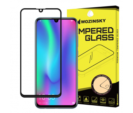 Folie Protectie Ecran WZK pentru Huawei Honor 10 Lite / Huawei P Smart (2019), Sticla securizata, Full Face, Full Glue, Neagra, Blister 