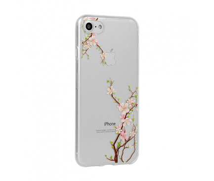 Husa TPU OEM Floral Cherry pentru Samsung Galaxy S9 G960, Multicolor - Transparenta, Blister 