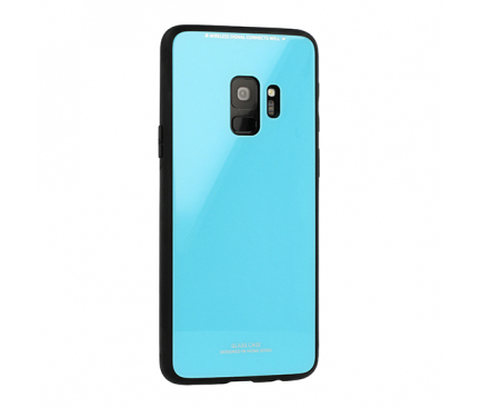 Husa TPU OEM cu spate din sticla pentru Samsung Galaxy A7 (2018) A750, Albastra, Bulk 
