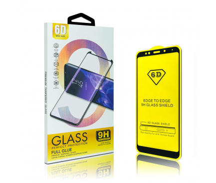 Folie Protectie Ecran OEM pentru Apple iPhone X / Apple iPhone XS, Sticla securizata, Full Face, Full Glue, 6D, Neagra, Blister 