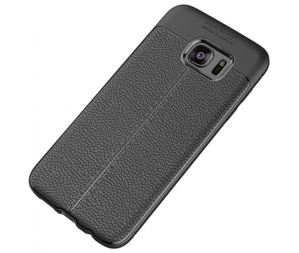 Husa TPU OEM Litchi pentru Samsung Galaxy S7 edge G935, Neagra, Bulk 