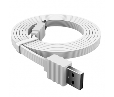 Cablu Date si Incarcare USB la USB Type-C DEVIA Flat, 1 m, Alb, Blister 