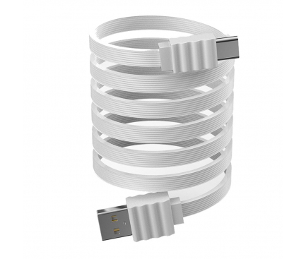 Cablu Date si Incarcare USB la USB Type-C DEVIA Flat, 1 m, Alb, Blister 