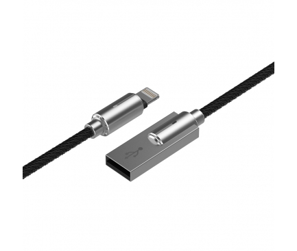 Cablu Date si Incarcare USB la Lightning DEVIA Storm 8-pin, 1 m, Negru, Blister 